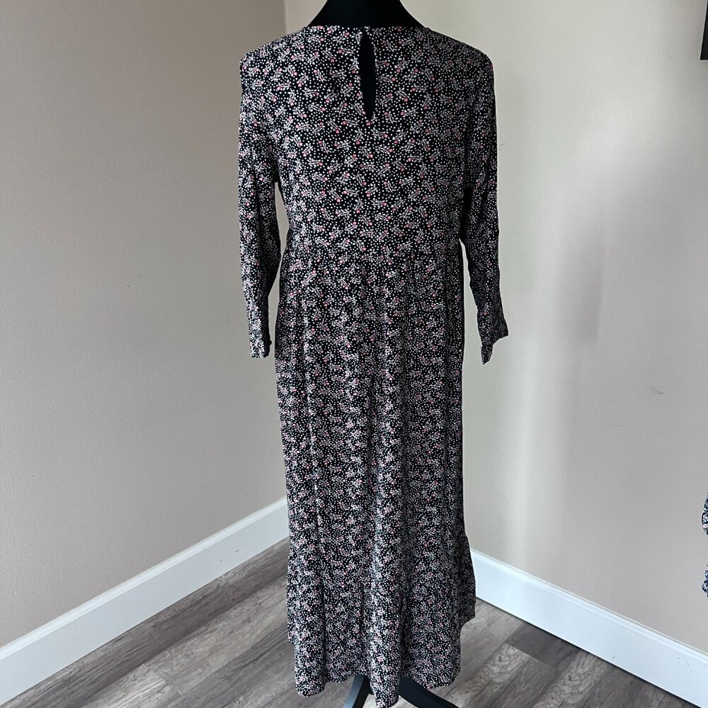 Ann Taylor LOFT Women's Long Sleeve Floral Midi Dress - Size S - Black Floral - Picture 5 of 9